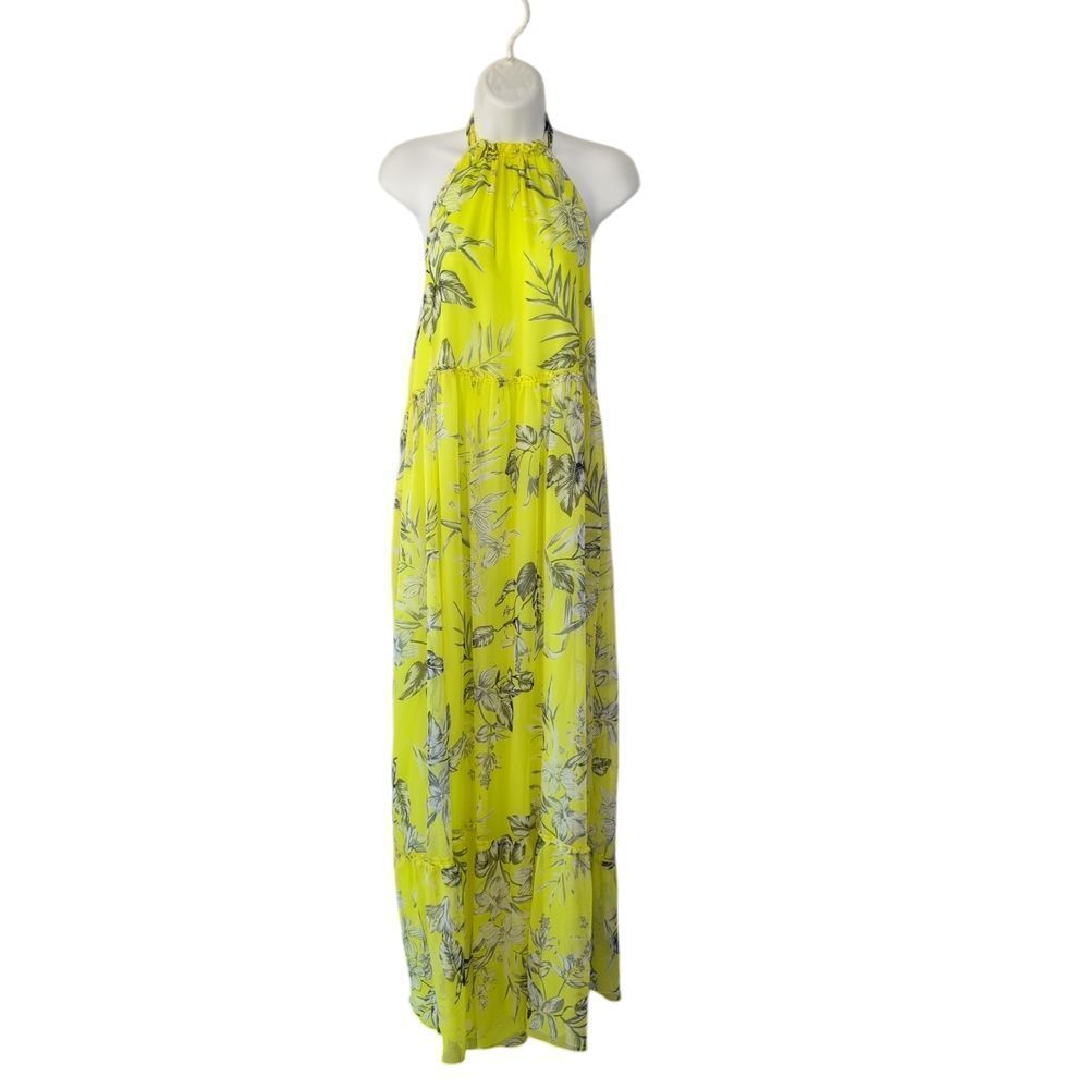 Malibu Yellow Floral Halter Dress